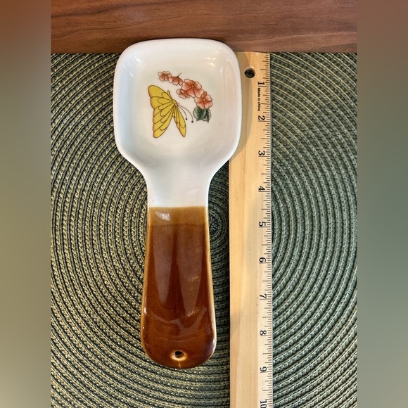 Otagiri "Butterfly Bloom" Spoon Rest with Hanger Vintage 1970s Handcrafted Japan - Picture 6 of 7